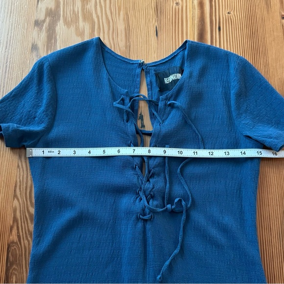 Reformation Corson Teal Lace Up Romper - Picture 11 of 14